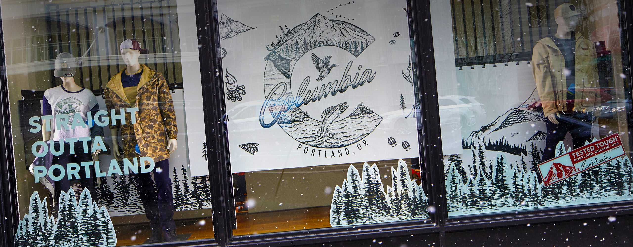 Banner for Columbia Sportswear Retail Campaign Branded Environment
