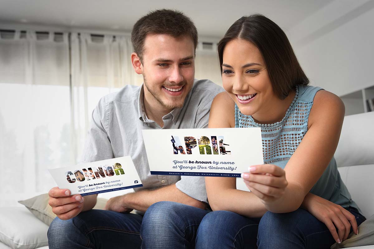university admission personalized direct mail postcards