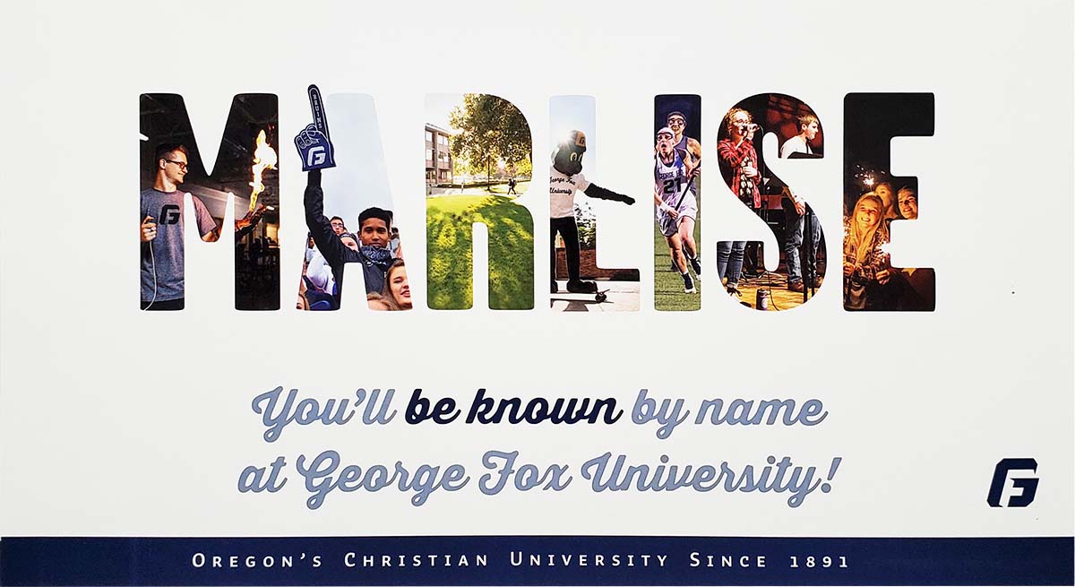 college admission personalized direct mail postcard
