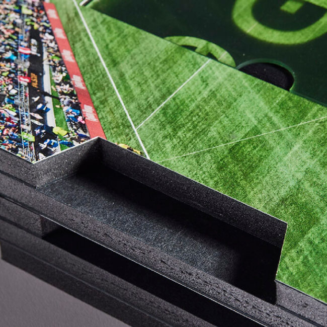 Showroom Sounders box cut foam structure