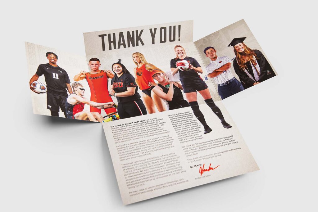 osu sports thank you self mailer