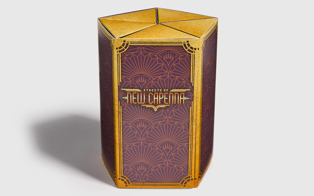 pentagon shaped package design for streets of new capenna