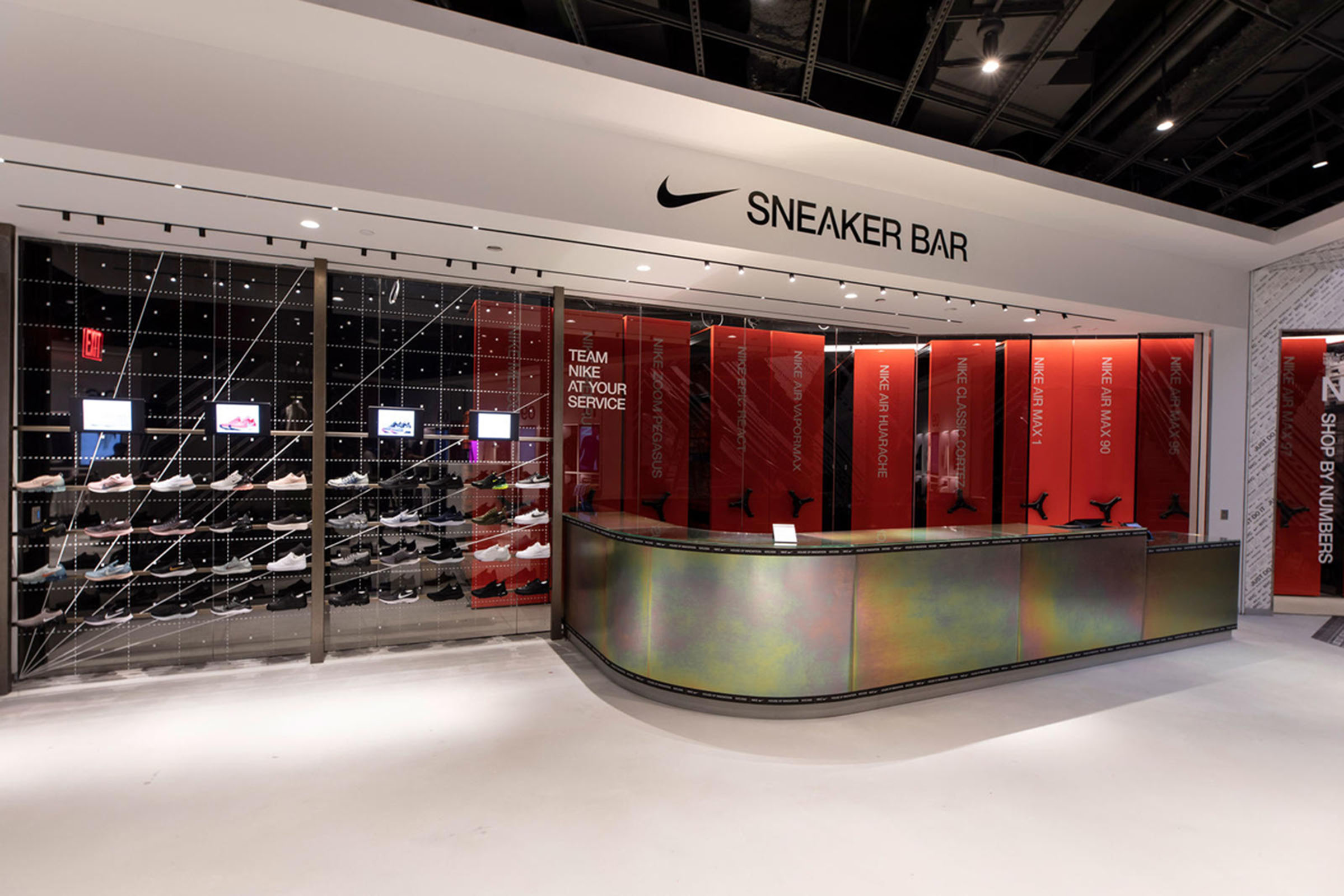 Nike NYC House of Innovation sneaker bar design
