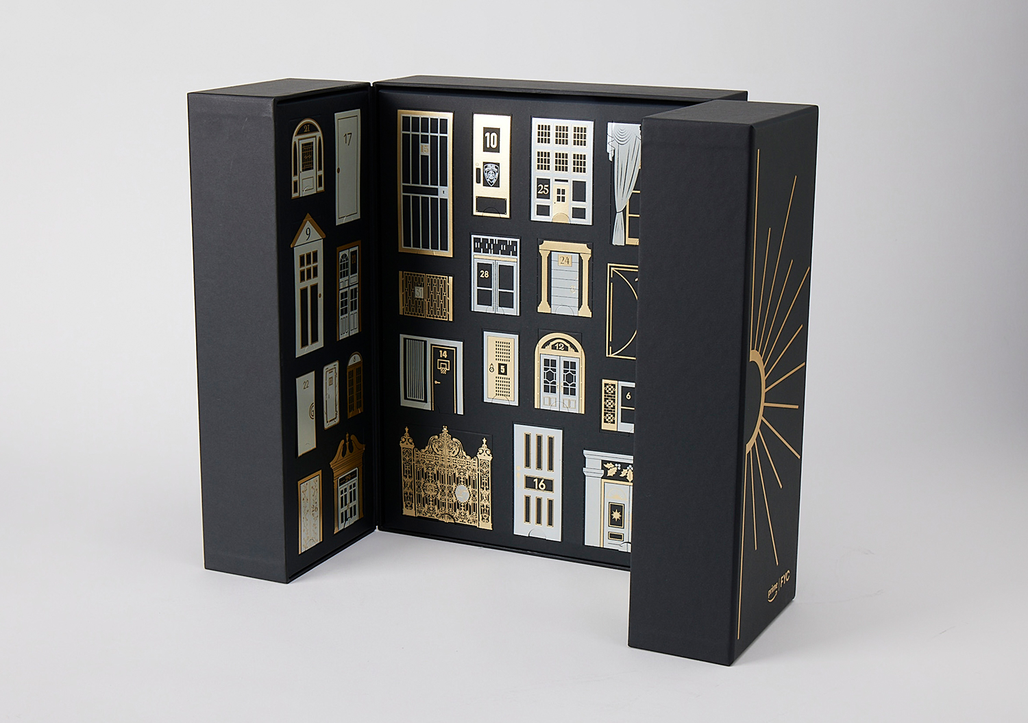 Amazon Advent Box opened up view showing daily calendar window graphics