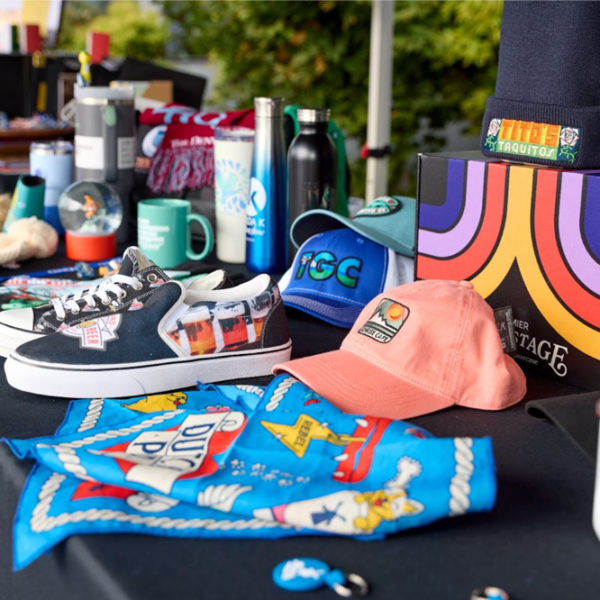 Premier Backstage merchandise on table