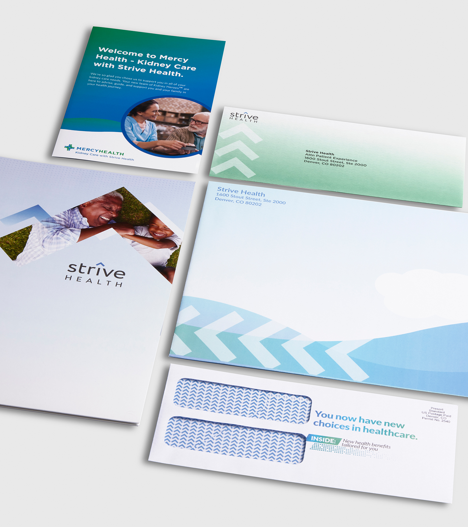 Direct mail campaign materials for Strive Health