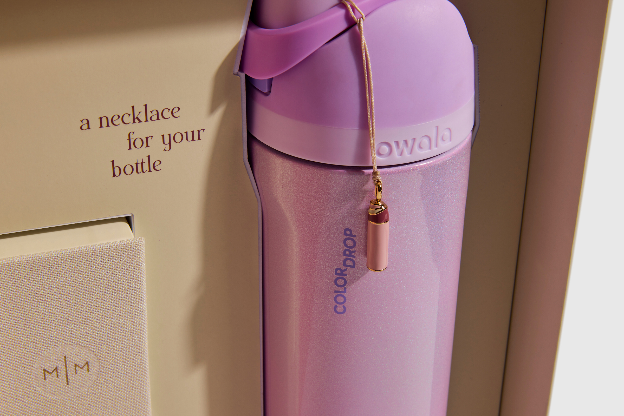 Owala and Made By Mary’s luxury box with Custom turned-edge box with precision EVA insert, soft-touch matte lamination, gold foil, spot gloss, and magnetic closure.