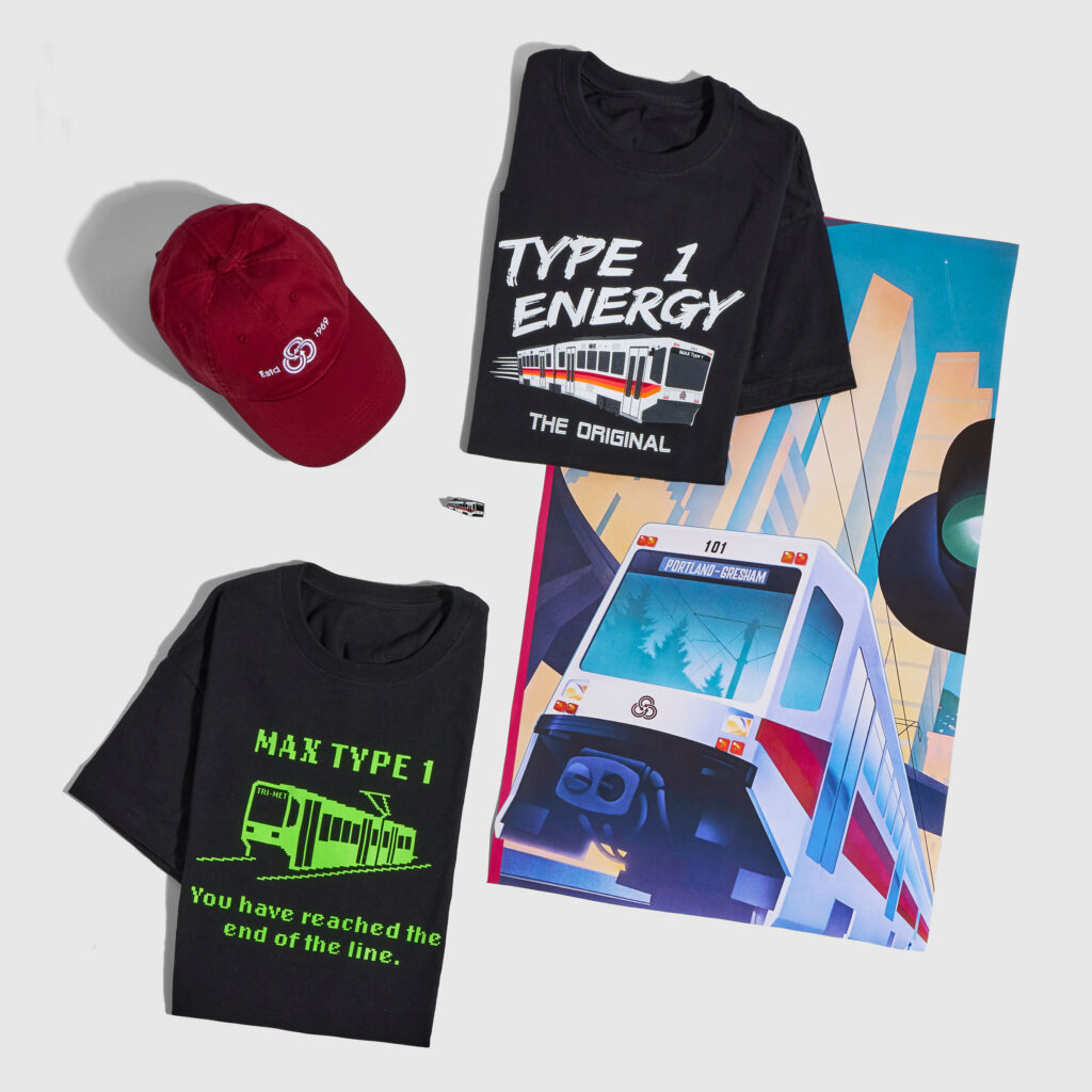 Premier360 custom branded merchandise portal for the TriMet MAX Type 1 retirement event
