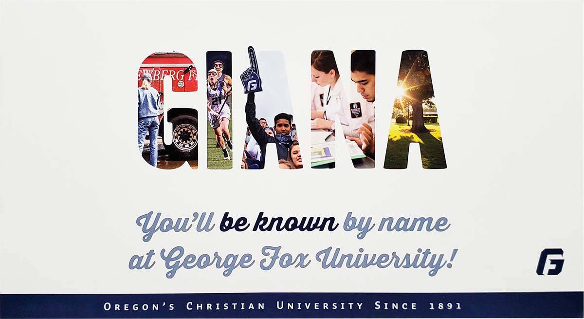college admission personalized postcard