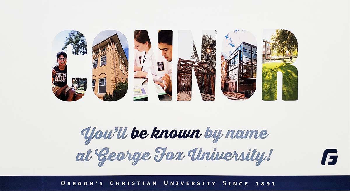 college admission personalized direct mail postcard